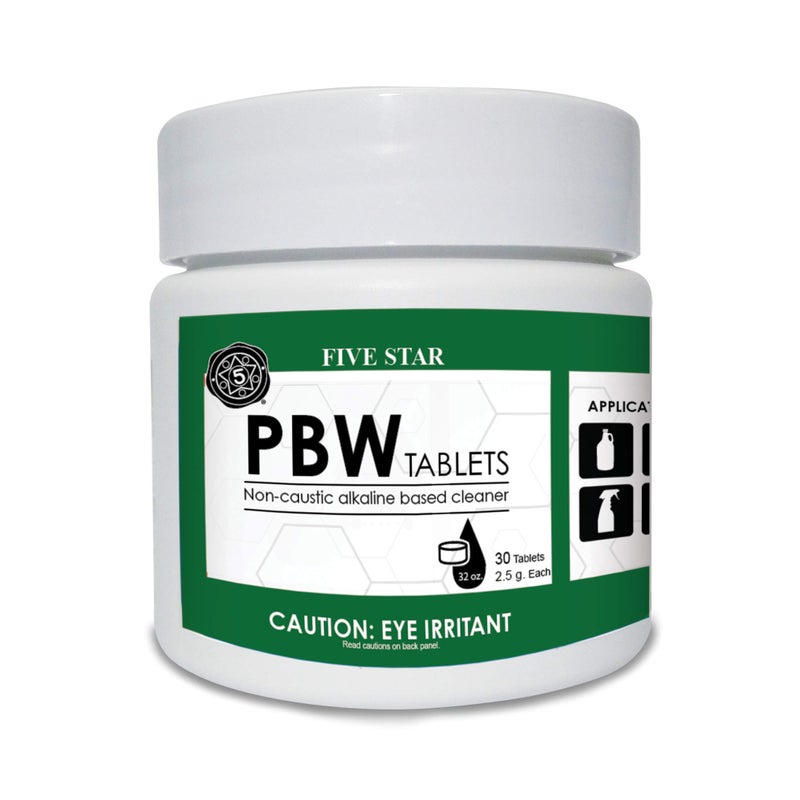 Five Star PBW Tablets - 2.5 g(1 Tablet per 32 oz. of Water) 30 ct - Bottle, Growler, Keg Cleaner - Image 1